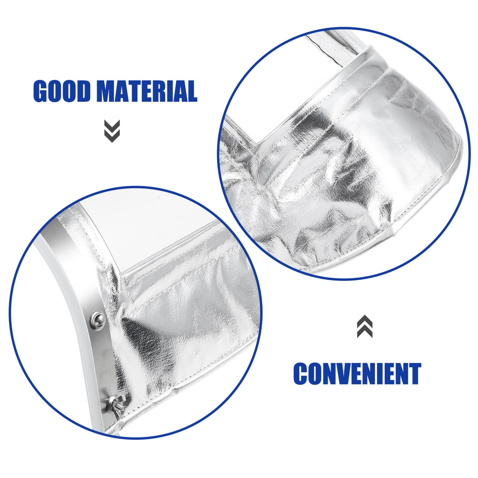 Pantalla de Soldadura Aislante de Aluminio Transparente Plata | Entornos de Alta Temperatura, Uso Industrial, Material PC con Tela y Lámina de Aluminio
