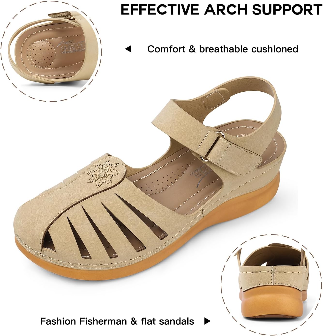 SHIBEVER Women Comfortable Flat Sandals: Dressy Summer Sandal - Closed Toe Fisherman Sandals - Image 6