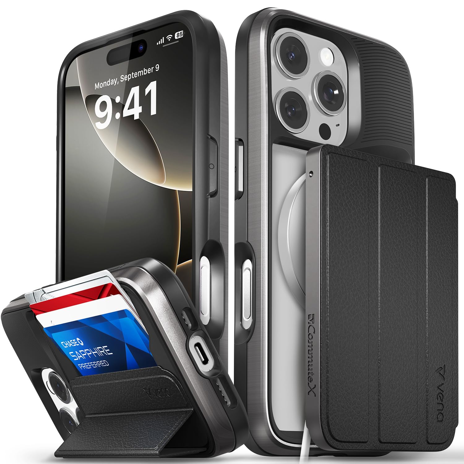VENA vCommuteX for iPhone 16 Pro Wallet Case (MagSafe Compatible)