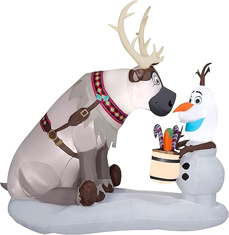 Gemmy Airblown Inflatable Olaf and Sven with Candy Canes 7 Feet