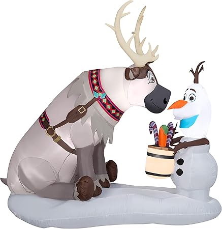 Gemmy Airblown Inflatable Olaf and Sven with Candy Canes 7 Feet