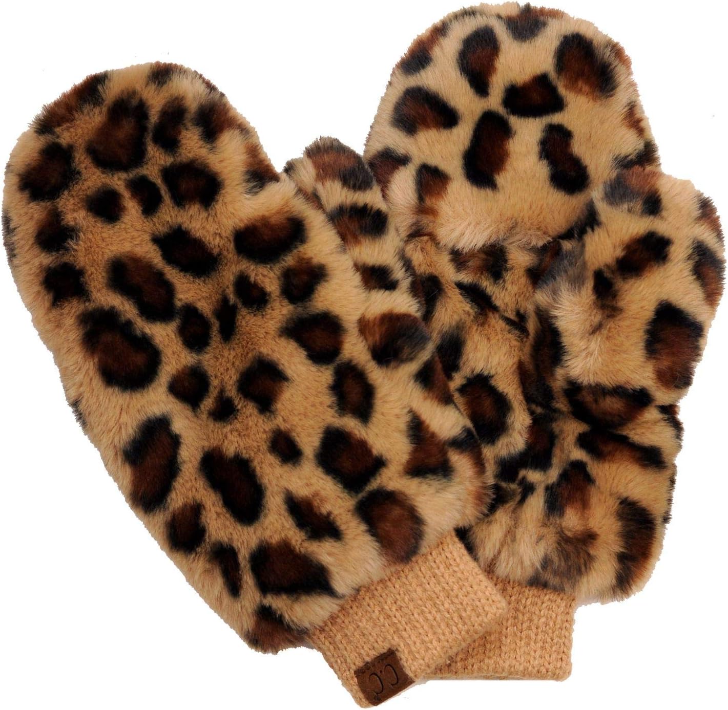 C.C Women’s Faux Fur Wrist Length Fingerless Sherpa Lined Convertible Mittens Gloves