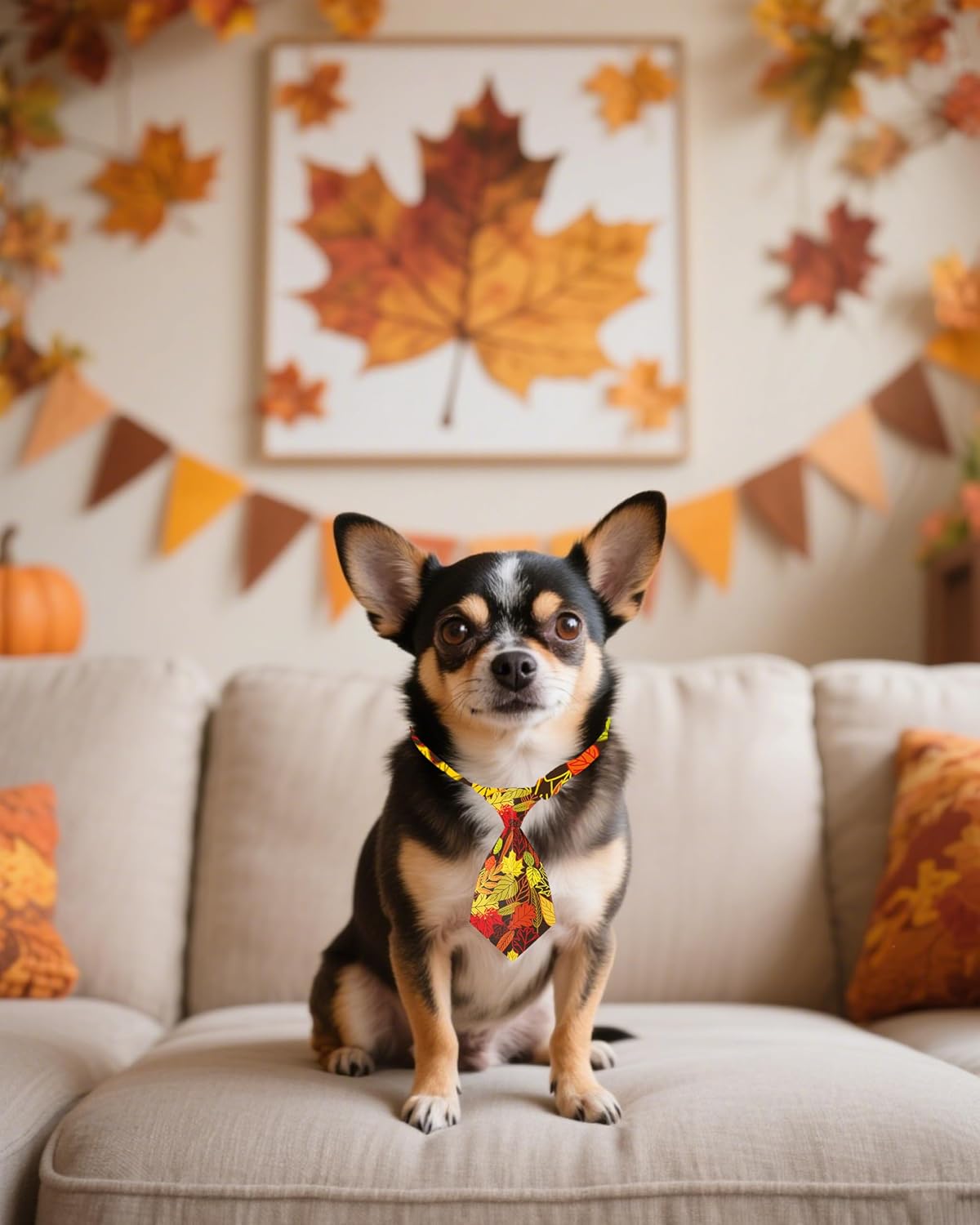 PET SHOW 60 Pack Fall Small Dog Collar Bow Ties and Neck Ties Bulk Puppy Cats Autumn Adjustable Bowties for Medium Dogs Pumpkin Maple Leaf Bowknots Birthday Party Holiday Ties Pet Grooming Accessories