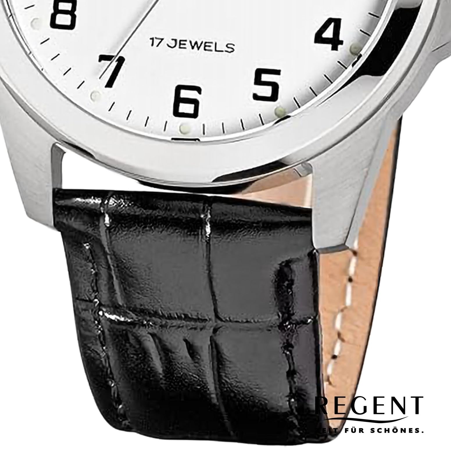 REGENT Mechanische Armbanduhr Handaufzug Stahl Lederband