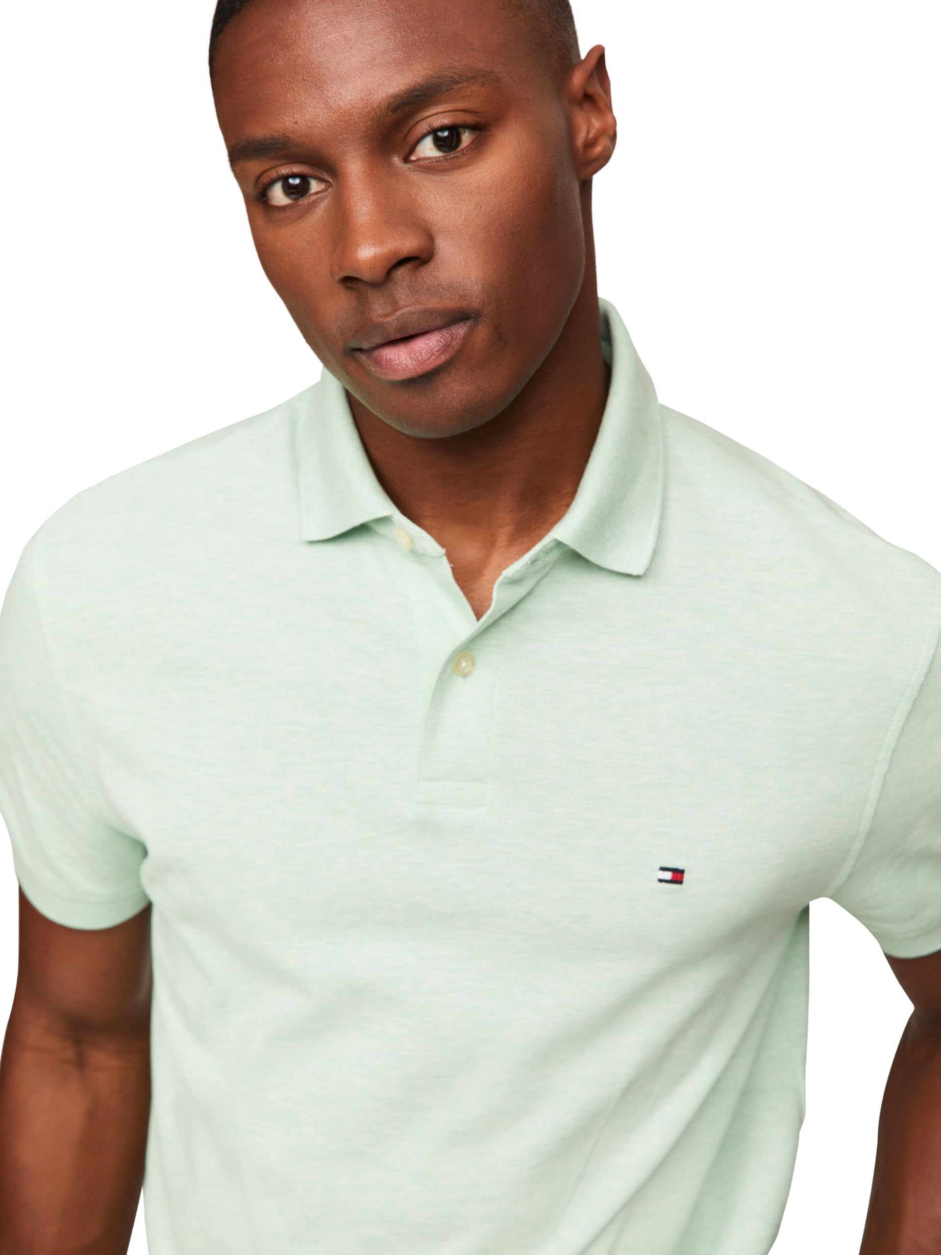 Tommy Hilfiger Adaptive Short Sleeve Polo Shirts in Classic Fit with Stretch And Organic Pique Cotton Polo Manica Corta in vestibilità Classica con Piquet Elasticizzato e Cotone Biologico Uomo