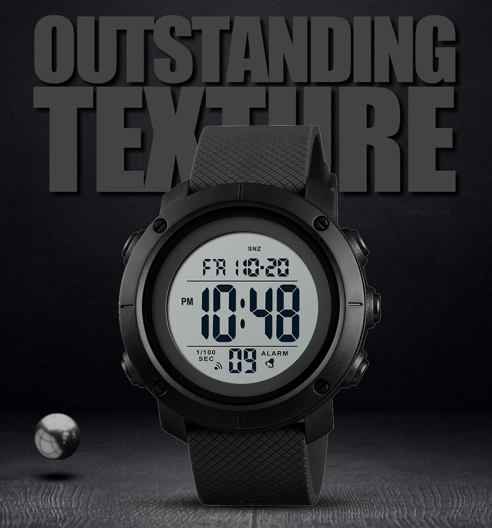 findtime Men's Digital Sports Watch Stopwatch Alarm Waterproof Wrist Watches for Men LED Tactical Dual Time Zone Display Electronic Outdoor Watch