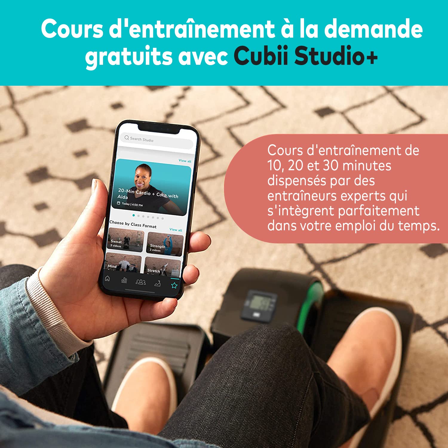 Cubii Move Vélo Elliptique– Mini Stepper Compact pour Exercices à Domicile et Bureau, Pédalier de Bureau Silencieux avec Écran LCD & 6 Niveaux de Résistance, Vélo Elliptique d'Appartement pour Seniors