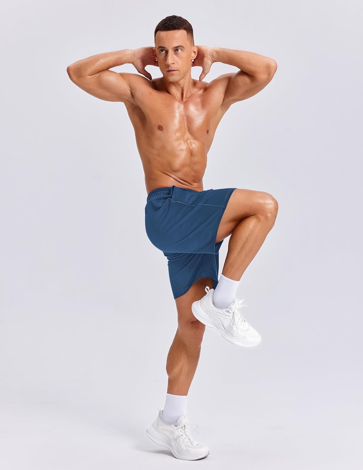 PINSPARK Men's Casual Sweat Shorts 7" Cotton Athletic Running Lounge Shorts with Drawstring Workout Gym Lightweight - Image 5