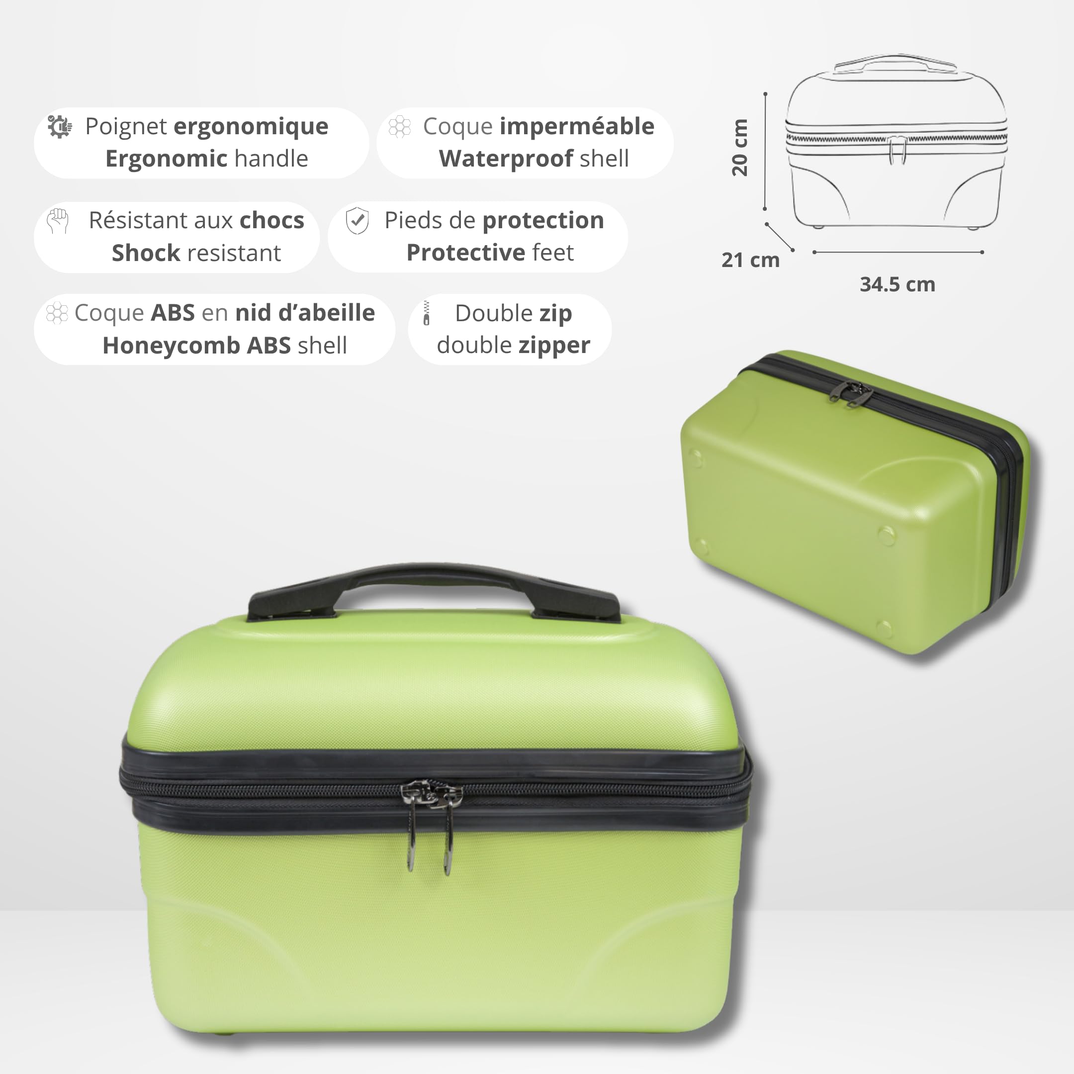 KINSTON Neceser de Viaje para Cosméticos, Rígido con Asa, Organizador de Viaje, Caja de Almacenamiento - Gran Capacidad