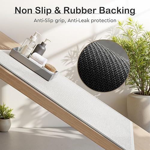 Miniatura 3 de Alfombras de baño antideslizantes, tapete de baño absorbente de felpilla de secado rápido, tapete de baño con parte trasera de goma lavable, tapete