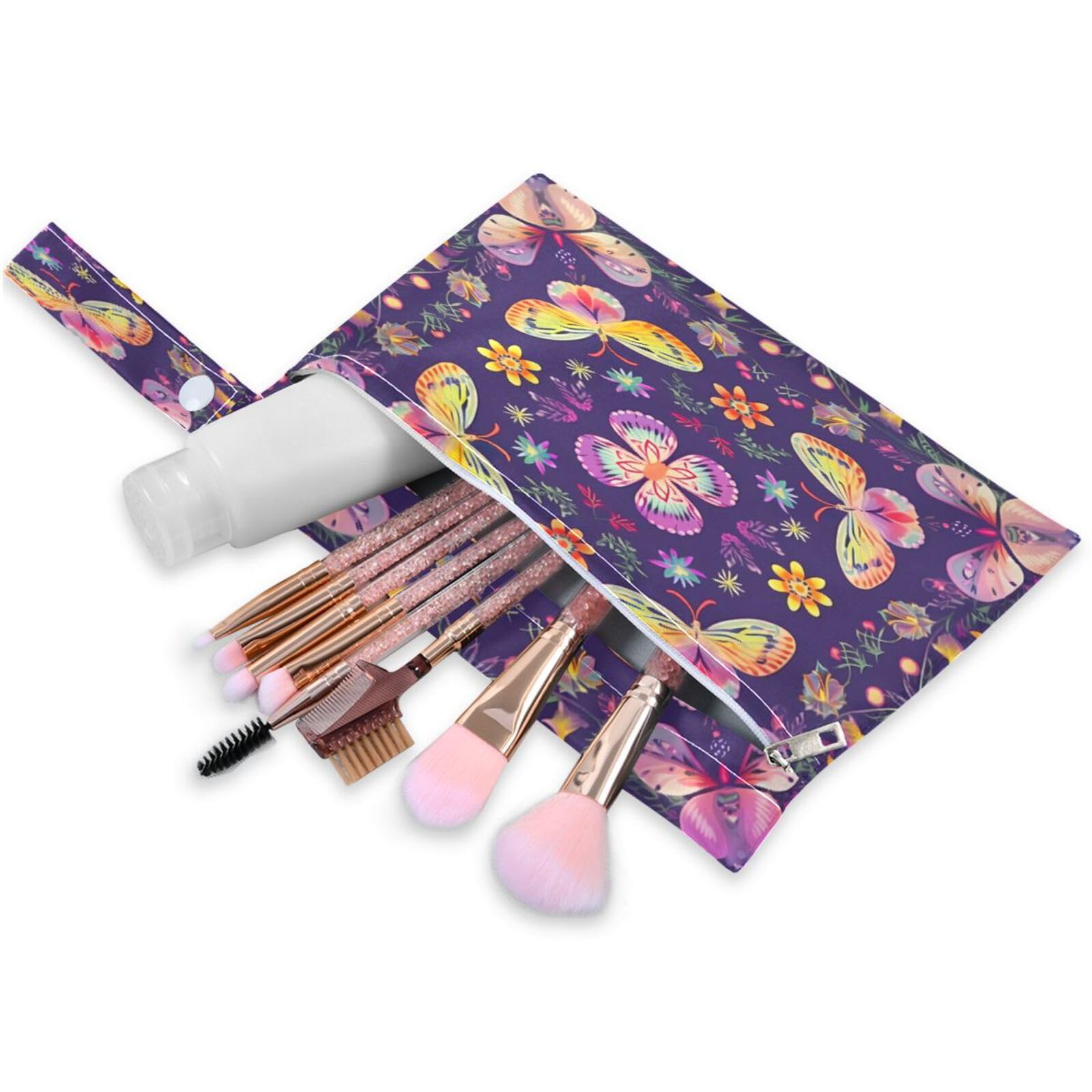 ATTX Cute Flower Pattern Wet Dry Bags 2-Pack - Reusable Cloth Diaper Storage for Travel, Beach & Gym | Multi-Use Waterproof Bags for Swimsuits, Baby Clothes, Sports Gear#201