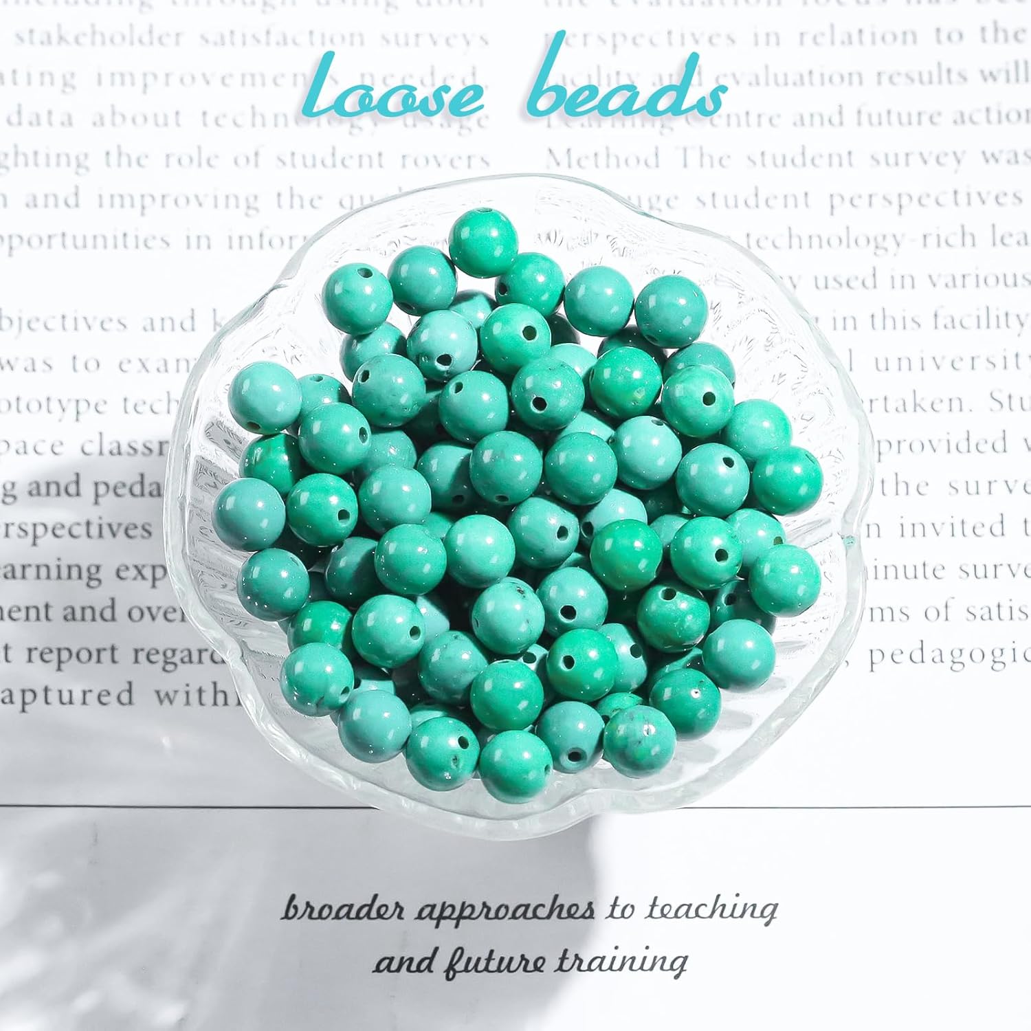 Natural Gemstone Round Loose Beads for Jewelry Making DIY Crystal Energy Healing 1 Strand 15" (Green Turquoise, 4mm (15"/Strand)) - Image 3