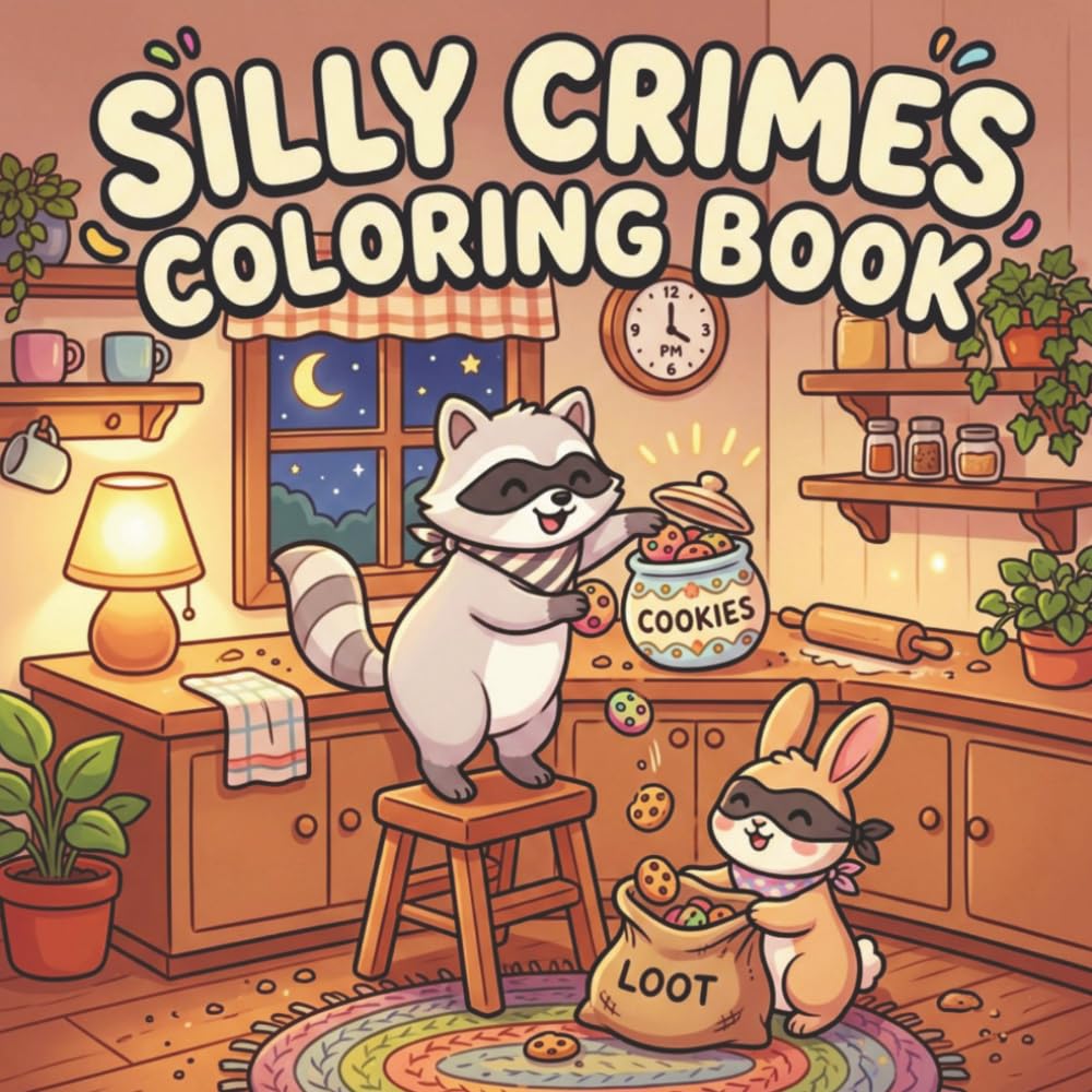 Silly Crimes Coloring Book: Cute and Cozy Animal Mischief for Adults and Teens, Easy and Relaxing Designs: 50 Adorable Animal Crime Scenes with Bold ... Fun (Silly Adventures Coloring Series)
