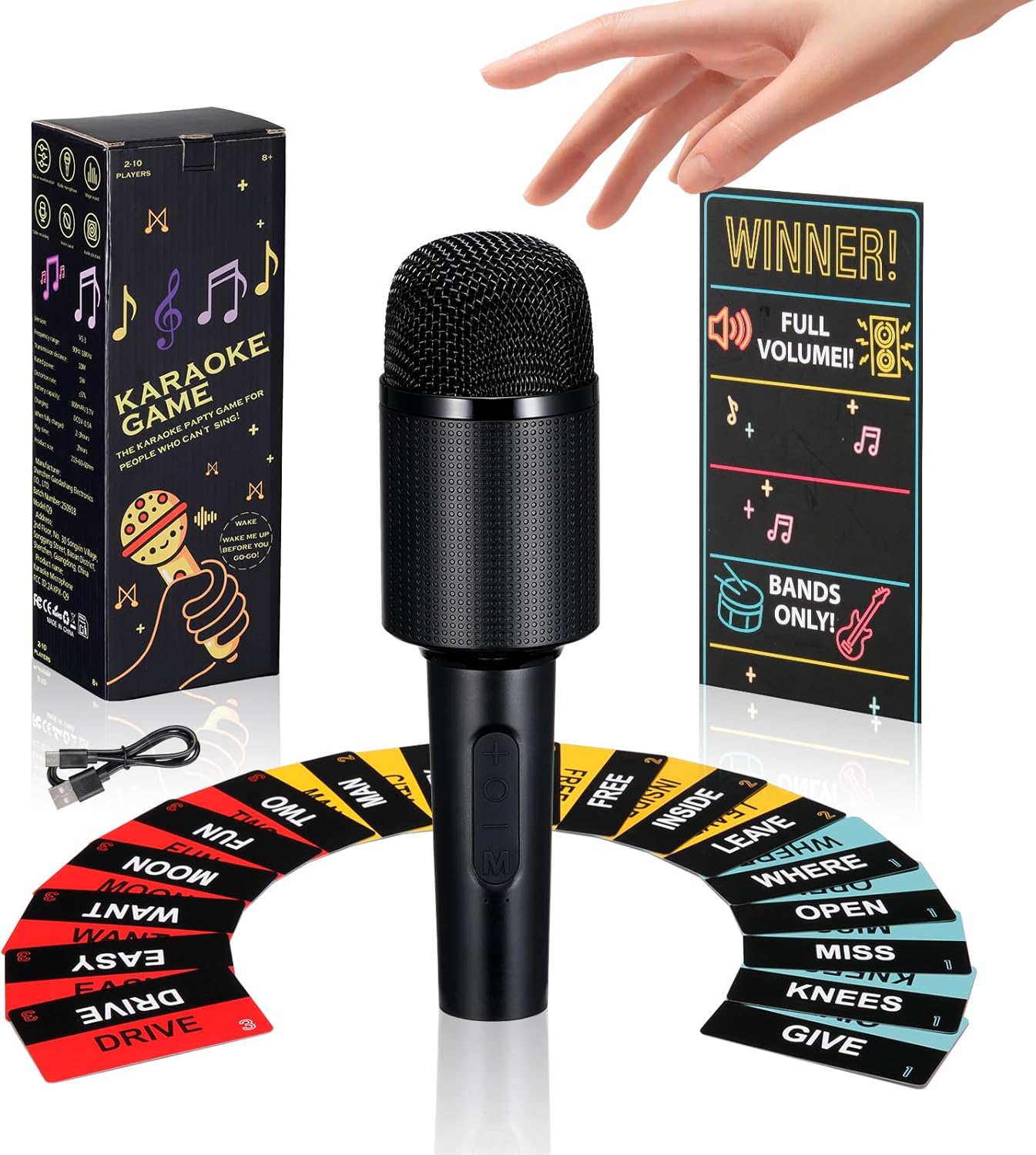 2025 Grab Microphone Game with Real Microphone, 2-10 Players -Singing Party Game for Adults, Family, Teens, 250 Lyric Challenge(125 Cards), Fun Music Mic for Games Night, Christmas, Birthday Party