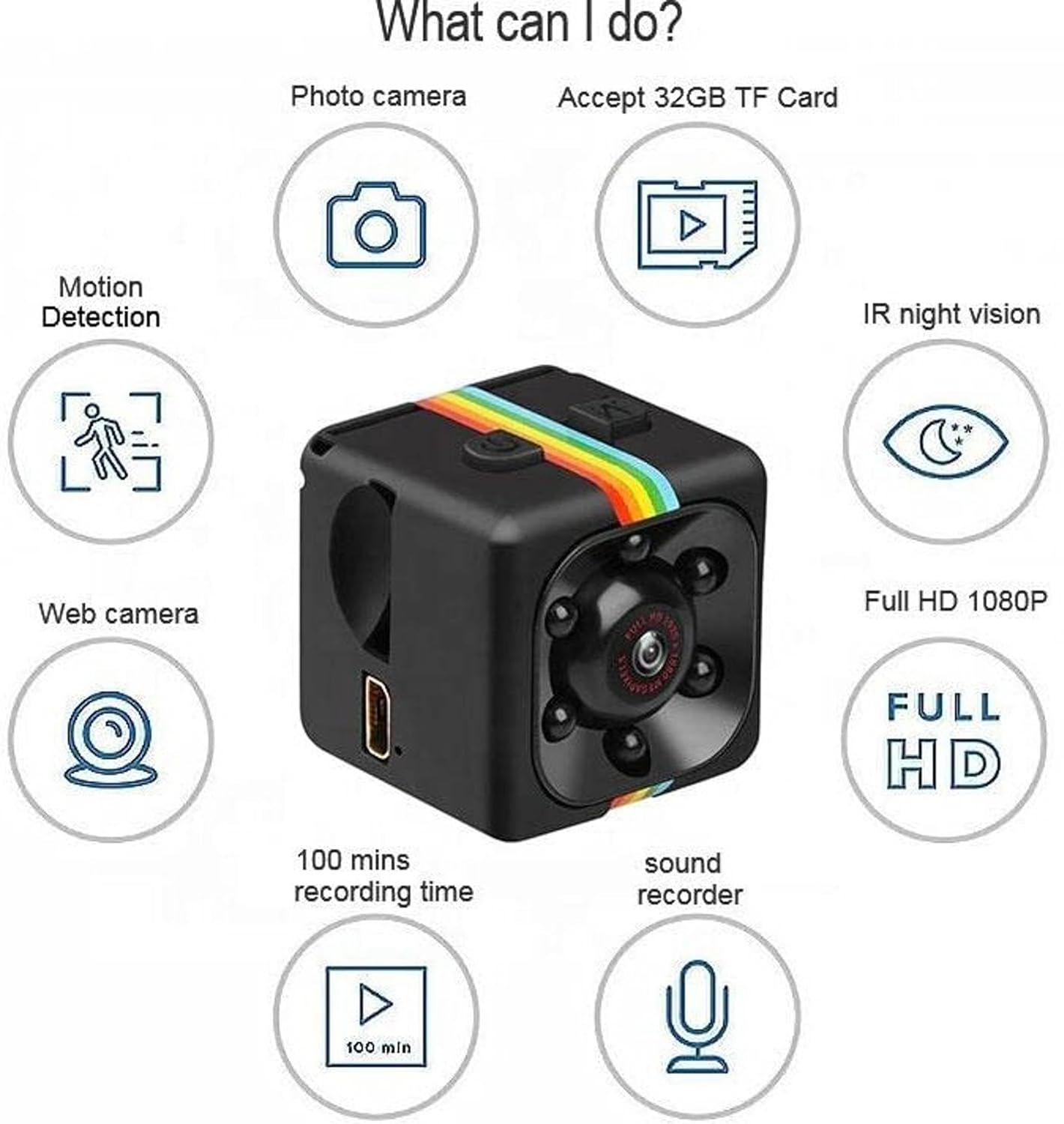 1080P Mini with Low Light Vision, Mini Portable Security, Hidden-Camera with Audio and Video Recorder for Compatible Home Office Wind Desktop Security Stand Camera. (Dark-Black)