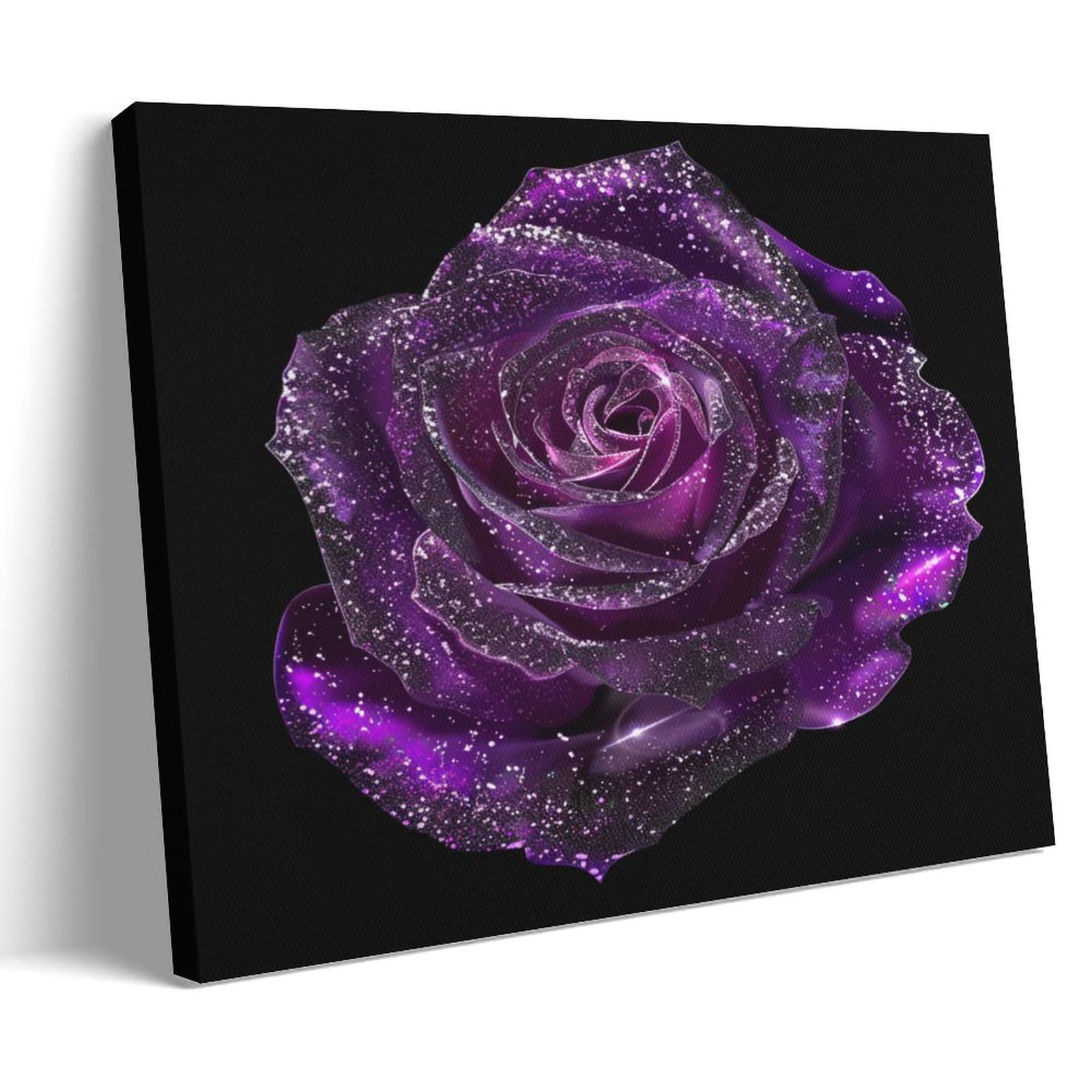 FYFMUSHE Gorgeous Rose Canvas Wall Art Paintings Vintage Romantic Purple Flower Pictures on Canvas Prints Framed Ready to Hang Artwork for Bedroom Home Decor 16x24inch(40x60cm)