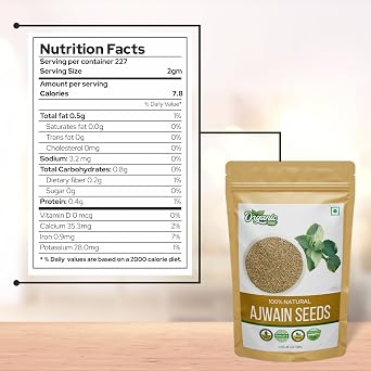 Organic Zing Ajwain Seeds (227 g / 8 oz) - Food Grade Premium Carom Seeds for Cooking Seasoning Tadka & Everyday Cuisine