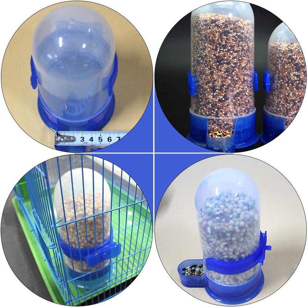 Bird Water Feeder Quail Waterer Bird Food Water Dispenser for Cage Pigeon Automatic Drinking Bowl Chicken Drinker Pet Parrot Parakeet Cockatiel Budgie Lovebirds Watering Supplies (Blue, 500ml)