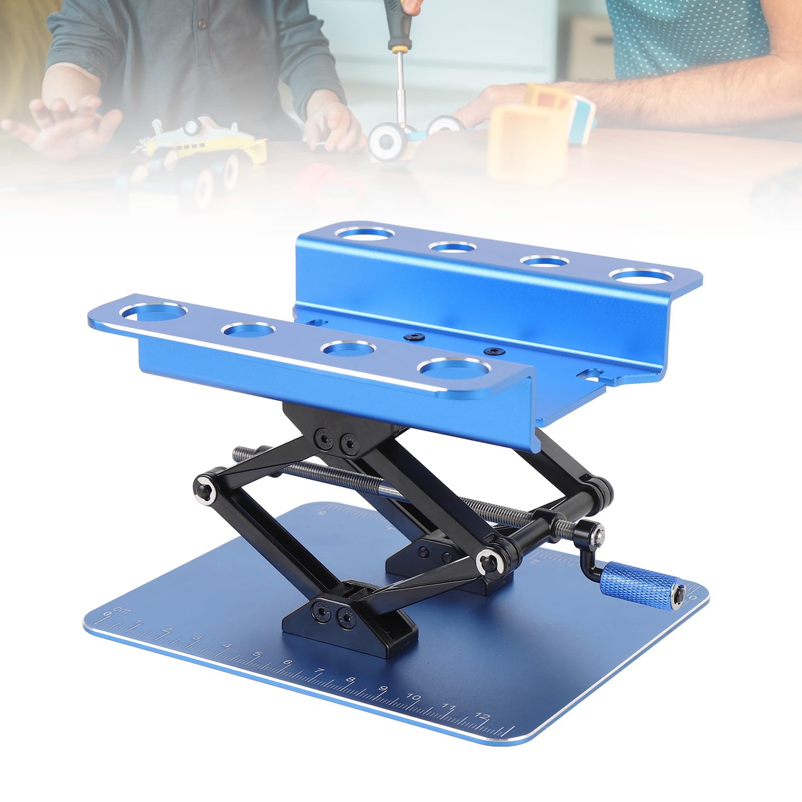 CHICIRIS Soporte de Trabajo para Coche RC, Plataforma de Reparación con Diseño Giratorio y Ajustable en para Coche RC 1:8 y 1:10, Estación de Trabajo de Reparación de con Control (Blue)