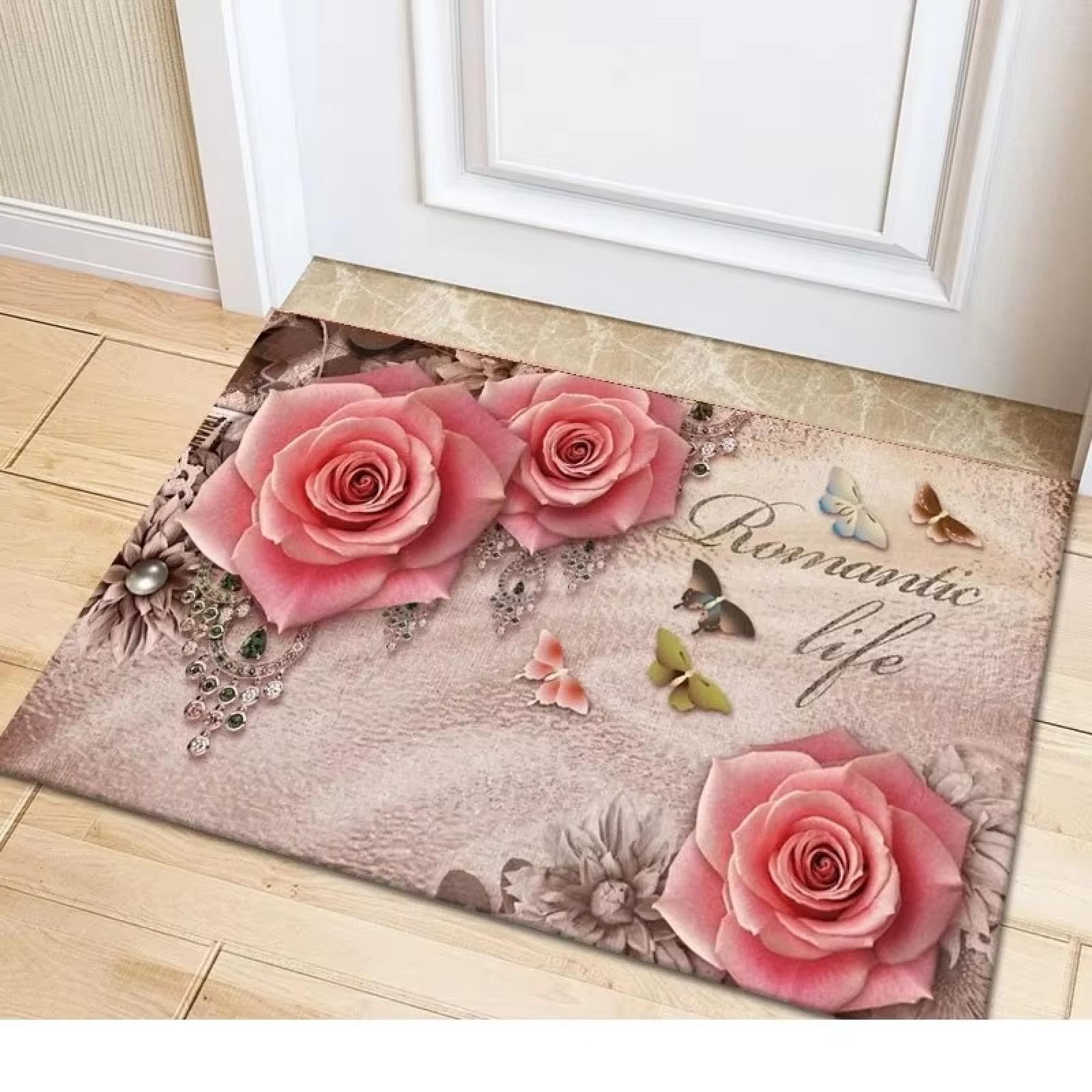 Alfombra de flores pastoral 40x60 cm para entrada