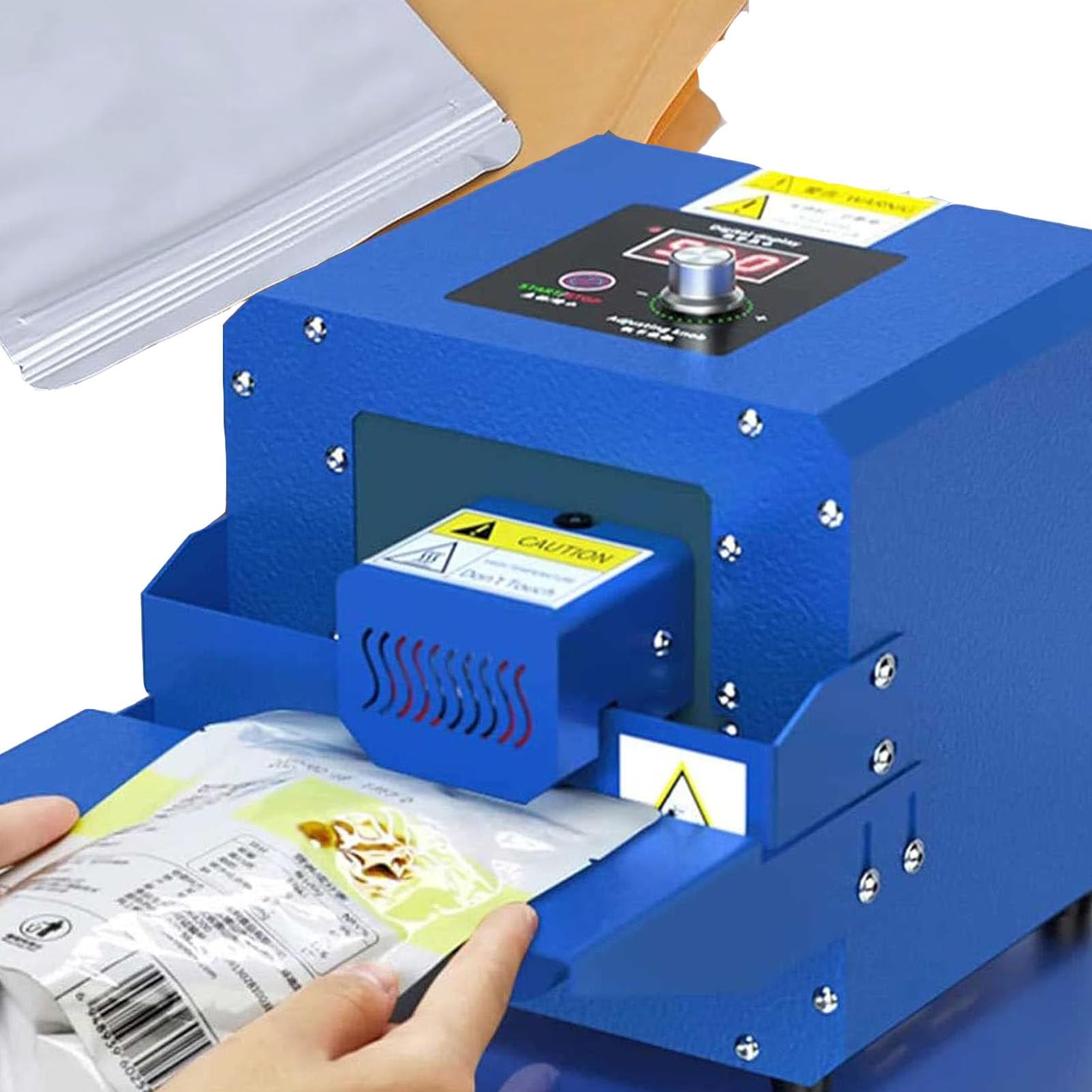 Máquina automática de Sellado Continuo, envasadora al vacío de Alimentos, selladora de Banda Continua, 5 m/min, para Todo Tipo de Bolsas termosellables.