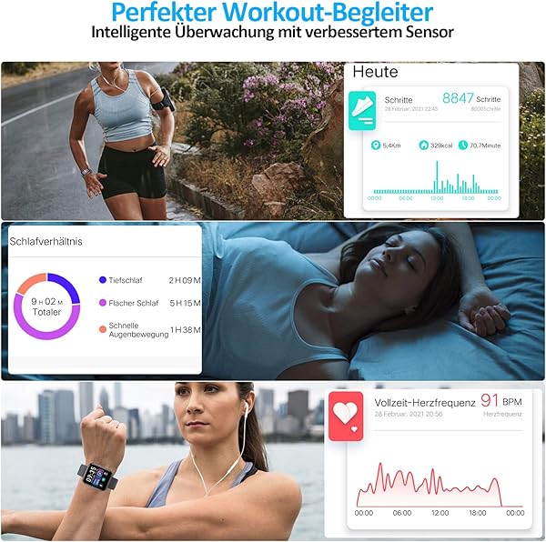 Smartwatch Fitness Tracker per display touch da 155 pollici impermeabile IP67 Smart Watch con contapassi monitoraggio del sonno GPS 8 modalit sportive smart watch per Android e iOS