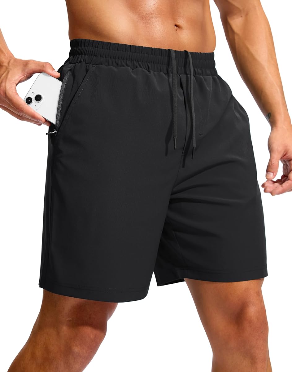 Soothfeel Men's Athletic Workout Shorts with Zipper Pocket 9"/7"/5" Running Gym Shorts for Men Lightweight Quick Dry Tennis