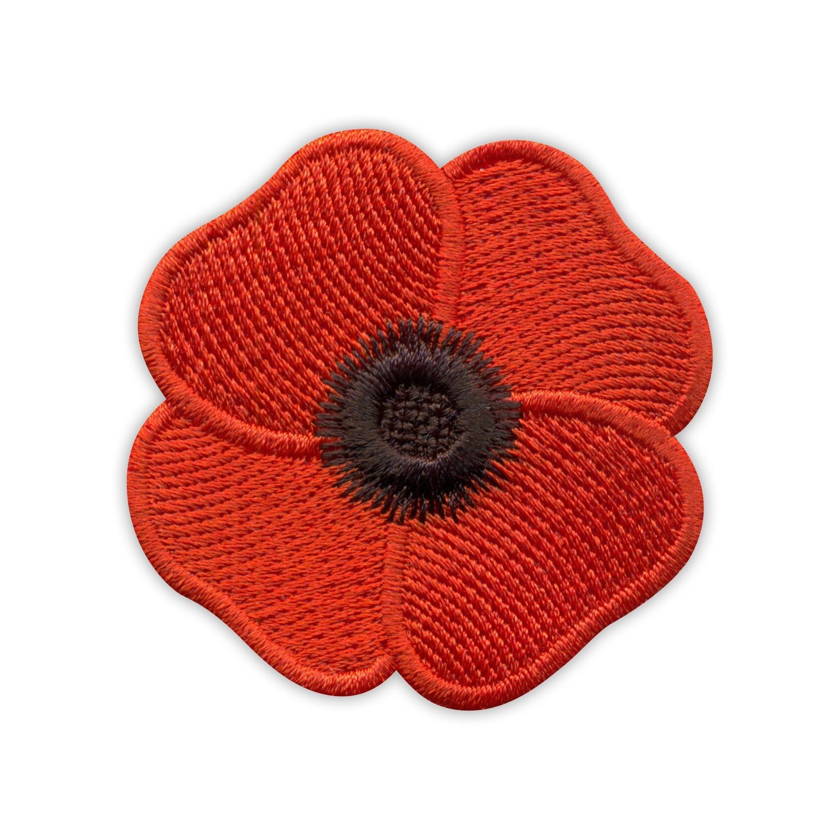 Patchion Red Poppy Flower - Symbol of Remembrance of The First World War - Magnetic Backing - Embroidered Patch/Badge/Emblem