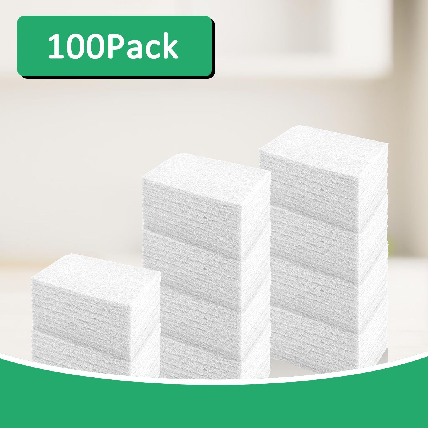 CONLI 100 spugne abrasive scotch, 15,2 x 10,2 cm, verde scuro, riutilizzabili, per la pulizia di piatti e cucina (bianco)