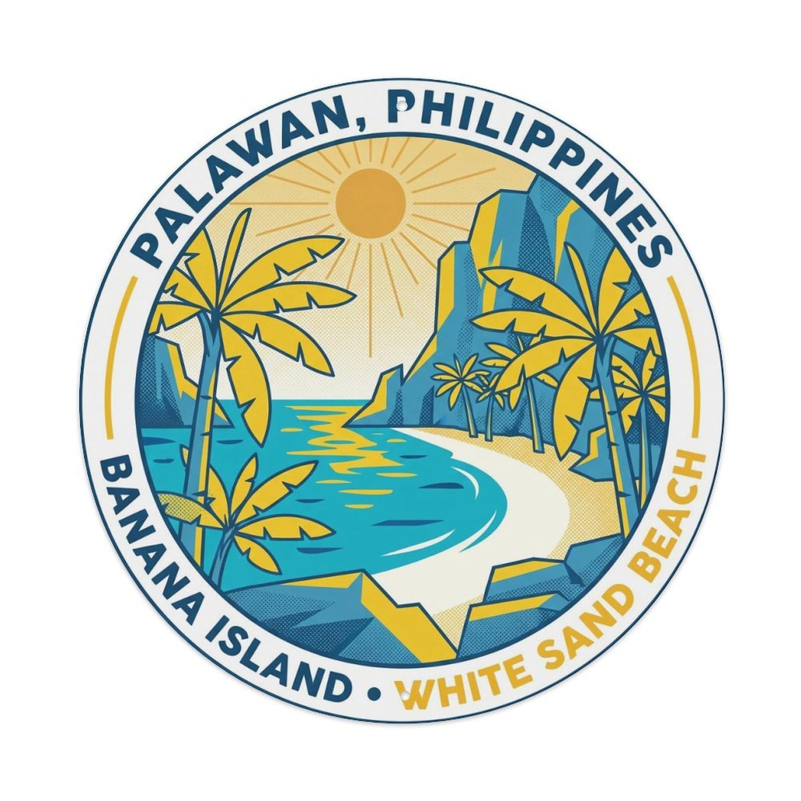 Odgynaw 8X8inch(20X20cm) Palawan Banana Island Lagoon Travel Beach Metal Tin Sign