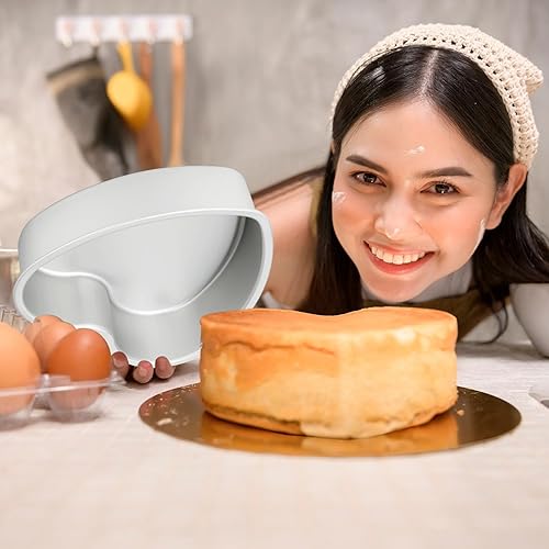 Miniatura 2 de Mifoci 3 moldes de aluminio con forma de corazón, moldes para tartas de corazón, para hornear, bricolaje, cocina, boda, fiesta, San Valentín (plata,