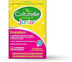 Culturelle Junior, Probiotico, Infantil, Sabor Frutas Vermelhas, 10 Comprimidos Mastigáveis