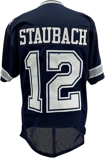 Roger Staubach Jersey Navy Blue Dallas | Unisex Adult Sizes S-5XL Unsigned Custom Sewn Stitched