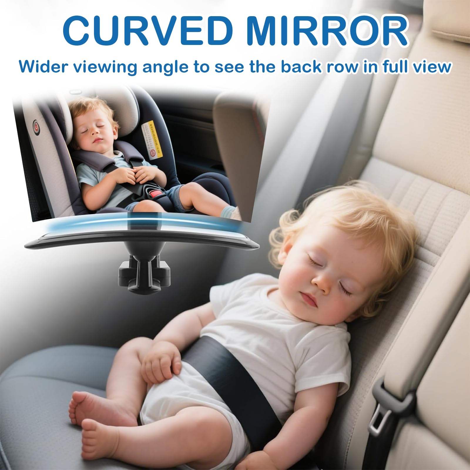 Espejo Retrovisor Bebe Coche 360° Ajustable Espejo Silla Coche Con Base De Clip Y Superficie Convexa Retrovisor Bebe Para Todo Tipo De VehíCulos (13x6 cm)