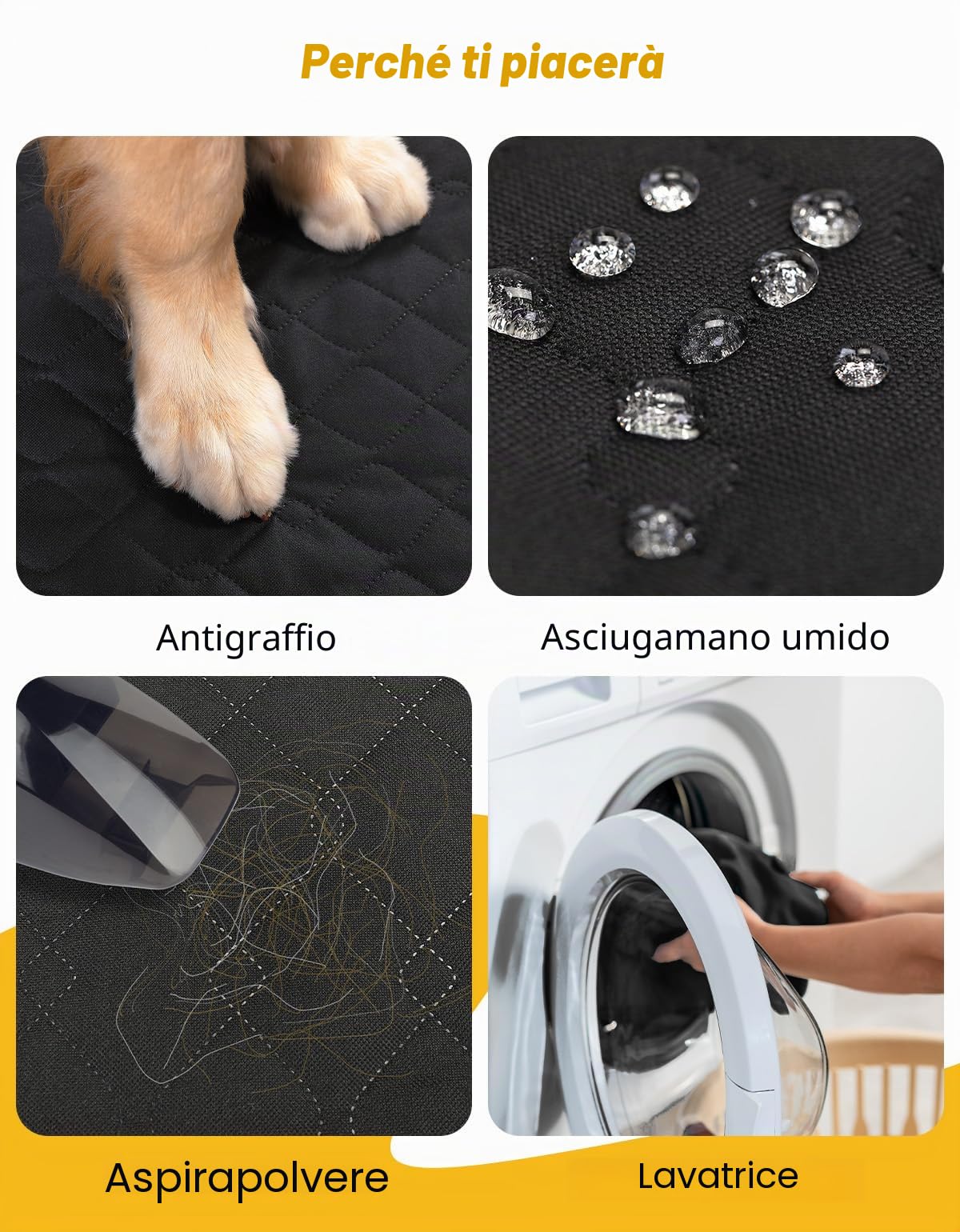 JOYTUTUS Coperta per cani sedile posteriore auto, fondo rigido, impermeabile e antiscivolo, per sedile posteriore, con protezione laterale e finestrella per auto, SUV