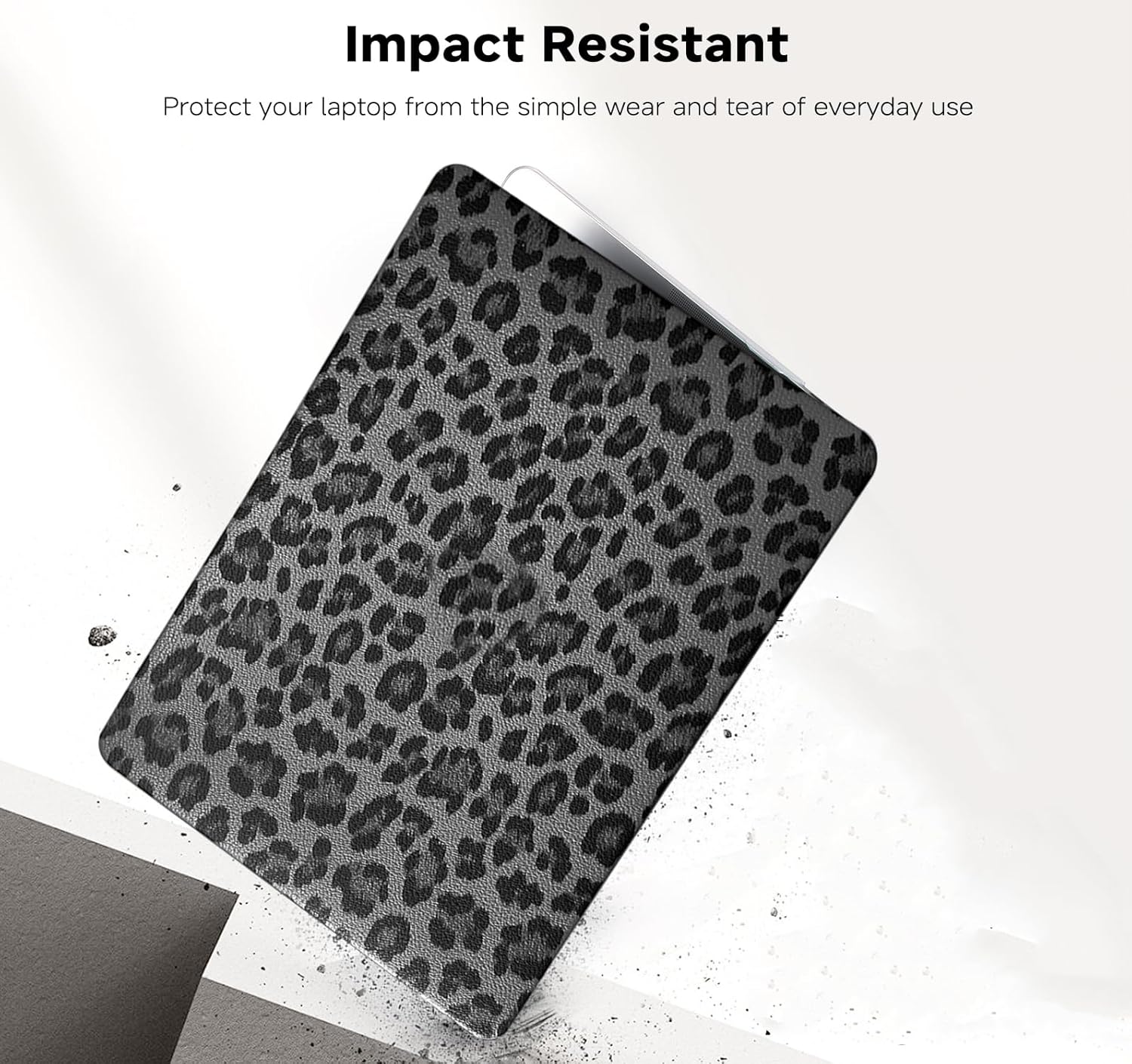 Compatible with MacBook Air 15 inch Case 2025 2024 2023 M4 A3241 M3 A3114 M2 A2941,for Mac Air15 M3 Leather Cheetah Print Hard Shell&Keyboard Cover for MacBook 15 M4 Plastic Cases,Leopard Black - Image 4