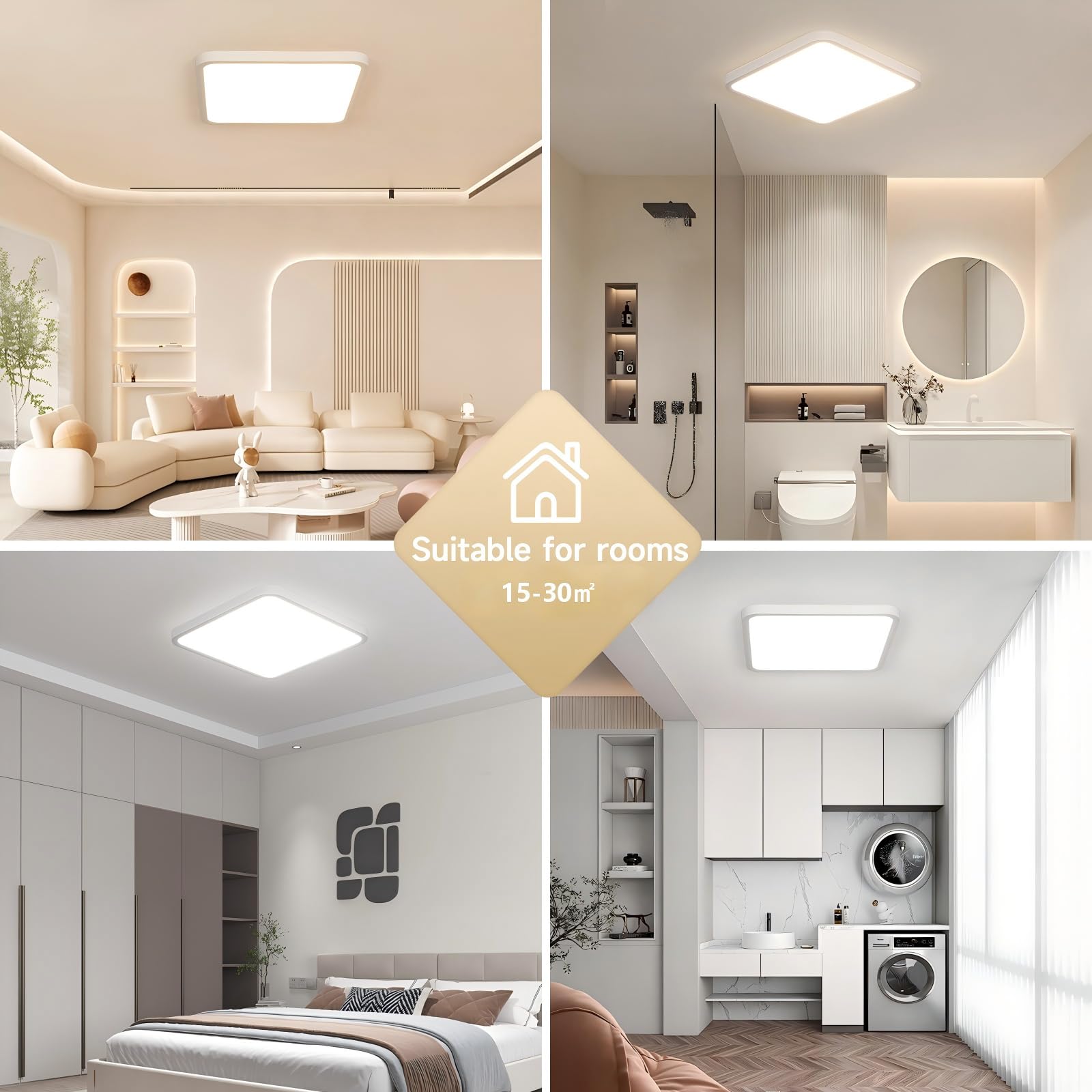 OTREN Lampa sufitowa LED ściemniana 50 cm, biała 3000-6500 k