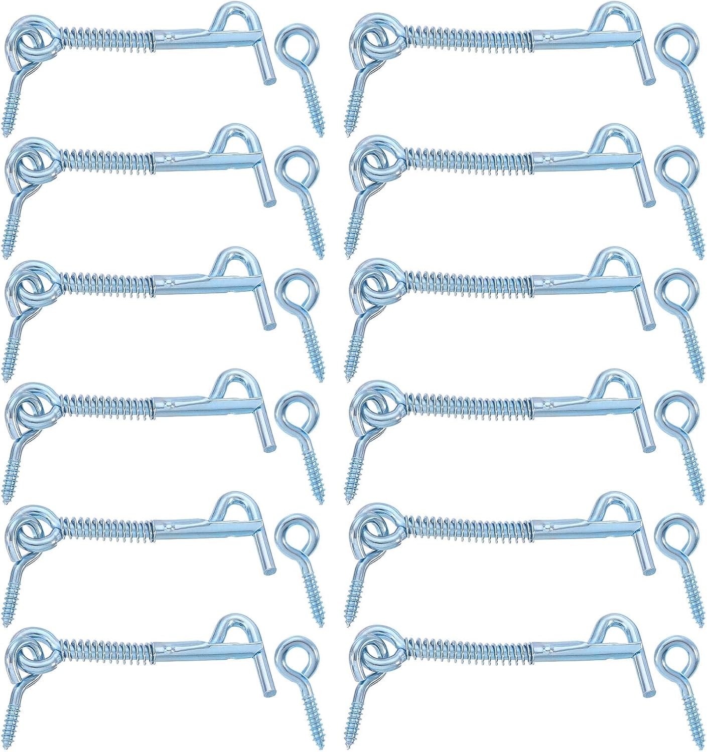 uxcell 20Pcs Safety Hook and Eye Latch, 2.5" 3" Iron Gate Hook and Eye Latch with Spring Lock for Family Farm Gate, Bathroom Doors, Barn Doors