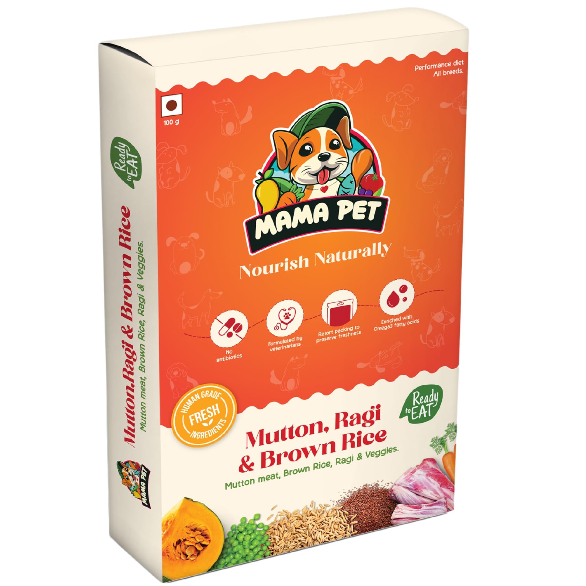 Mamapets Nutritious Dog Food - Real Mutton, Brown Rice, Ragi & Vegetables | 100% Natural, Human-Grade, No Preservatives | Ready-to-eat | Fresh, Healthy, Premium Diet for All Life Stages | Pack of 5 (B0DFTVHBMT) Amazon Price History, Amazon Price Tracker