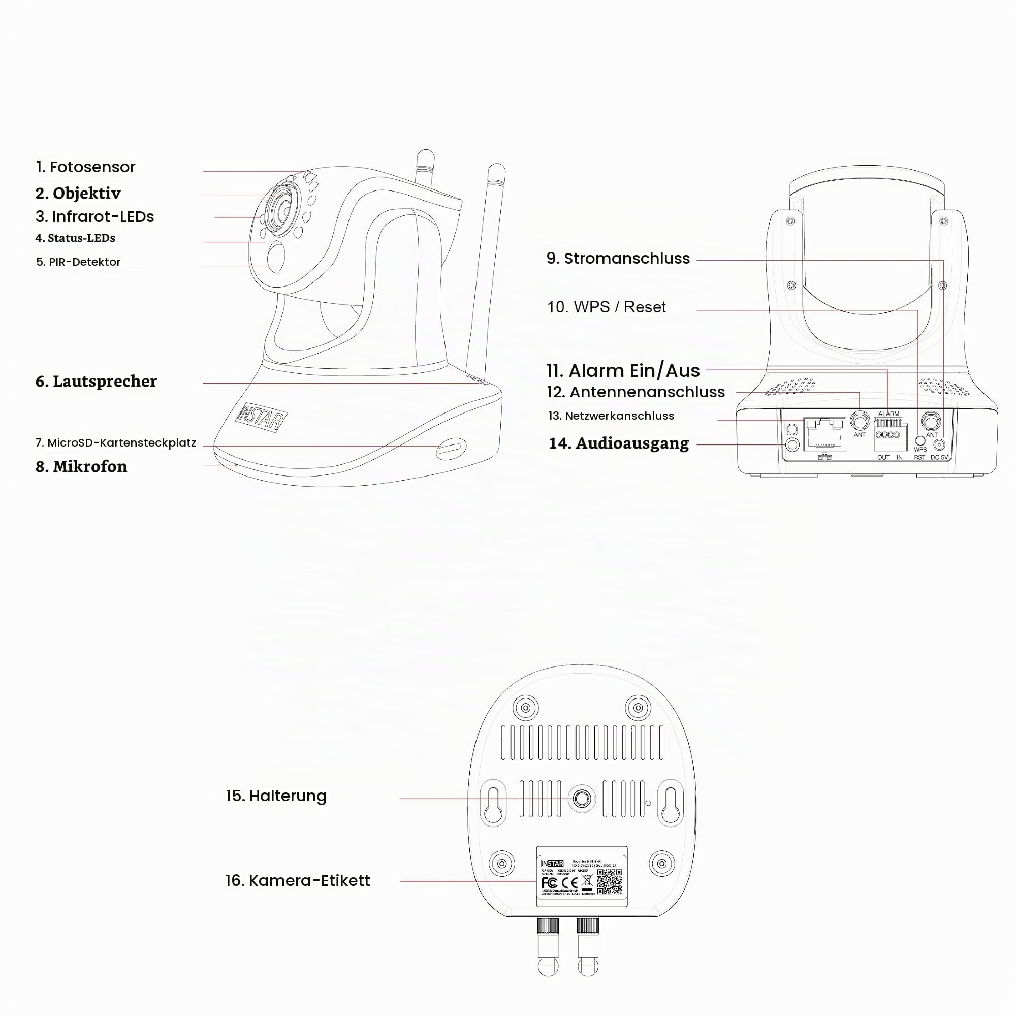 INSTAR IN-8815 4K Innenkamera weiß, WLAN/LAN/PoE, steuerbare PT IP Kamera, HomeKit Secure Video, AI-Personenerkennung, IR-Nachtsicht, 2-Wege-Audio, Alarm I/O, Audio-Ausgang, MQTT, WPA3
