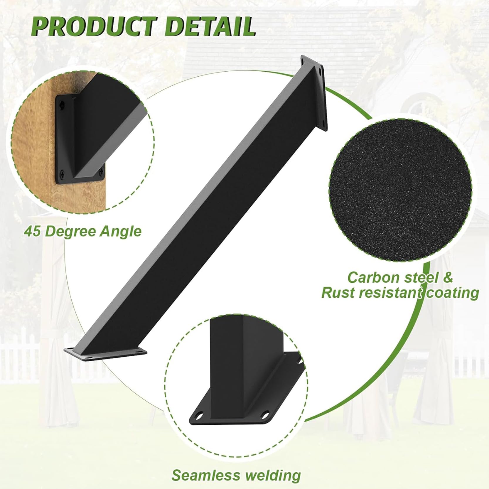 Squadretta Angolare Nera per Giunzioni Interne – Staffa di Supporto ad Angolo di 45 Gradi, Connettore Fai da Te per Strutture in Legno a Telaio Post Beam, Supporto Metallico(Size:6 Pack)