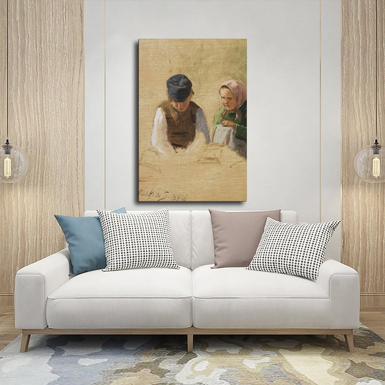 Poster su tela Bondedreng Og Syende Bondepige. Studie (1878) per soggiorno, decorazione regalo