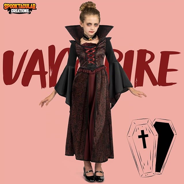 Foto 2 de 7 de Spooktacular Creations Disfraz de vampiro real de Halloween para niñas, fiesta de disfraces de Halloween…