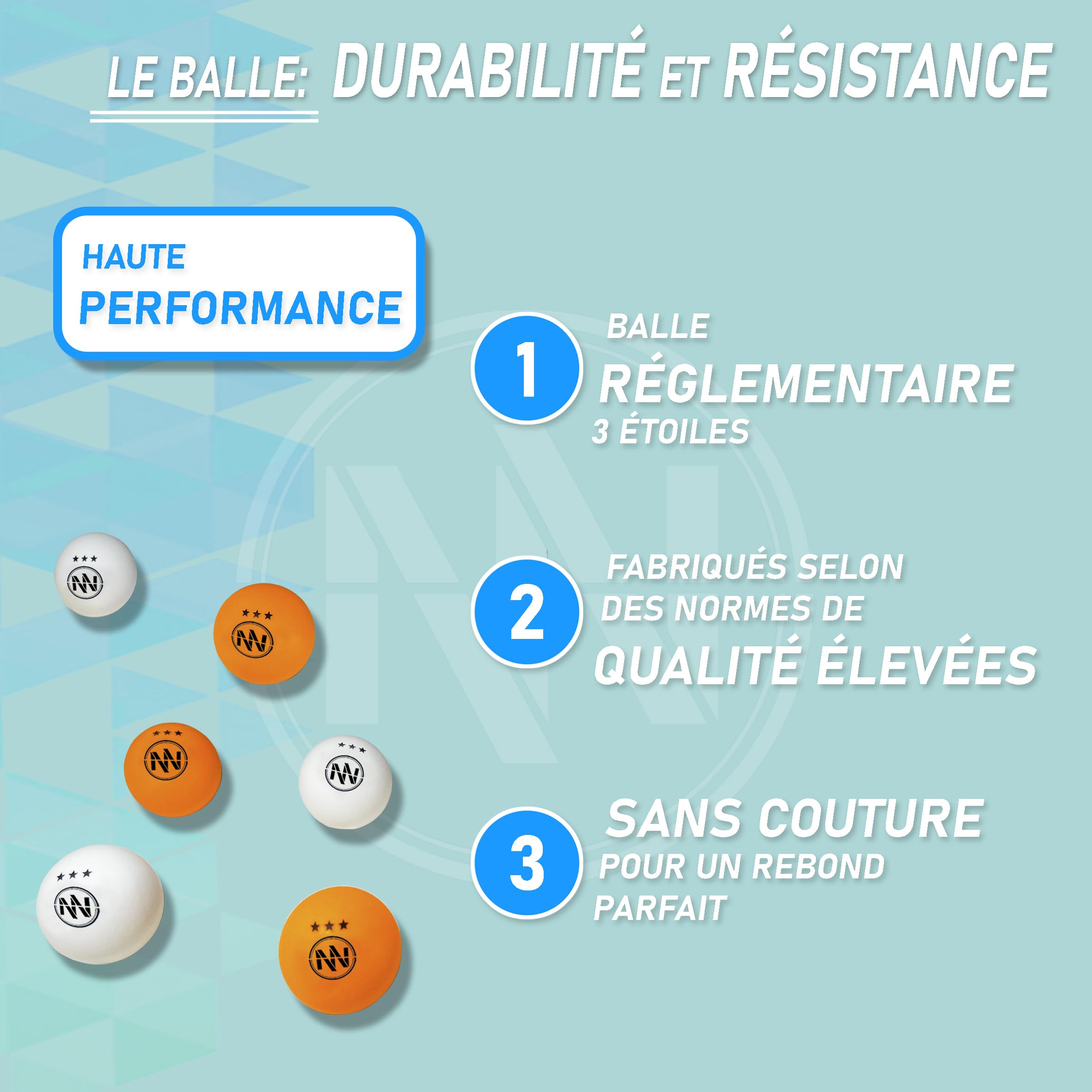 Ensemble de ping-Pong avec Filet Extensible, Raquettes de ping-Pong Professionnelles, Balles de ping-Pong 3 étoiles, Filet de ping-Pong de Table réglable