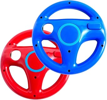 NBCP Wii Steering Wheel, 2 Pack Controller Steering Wheel for Mario Kart Racing, Red+Blue