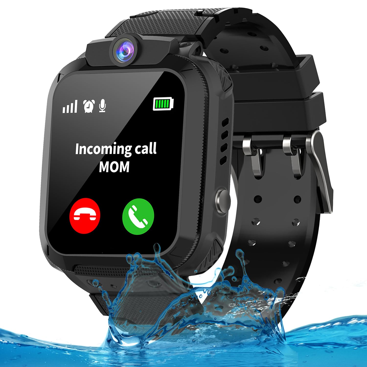 Smart Watch Children GPS, Smartwatch Children Phone and Calls, GPS Watch Child Locator, IP68 Waterproof, SOS, Voice Chat, Camera, Games, Alarm Clock, Students Boy Girl Gift for Years