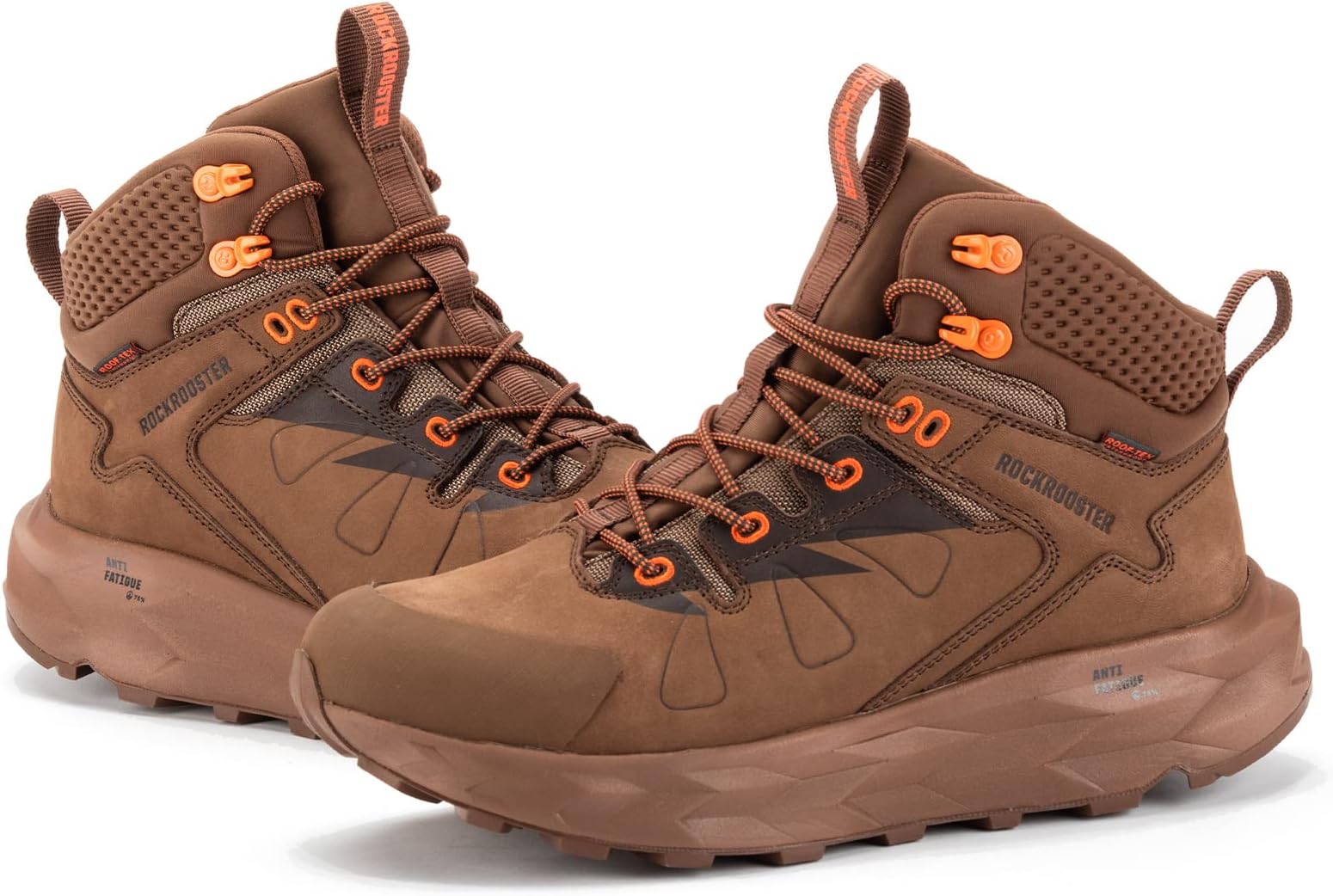 ROCKROOSTER Farmington 2 Waterproof Hiking Boots for Men, 6'' Anti-Fatigue Outdoor Nubuck Leather Shoes'