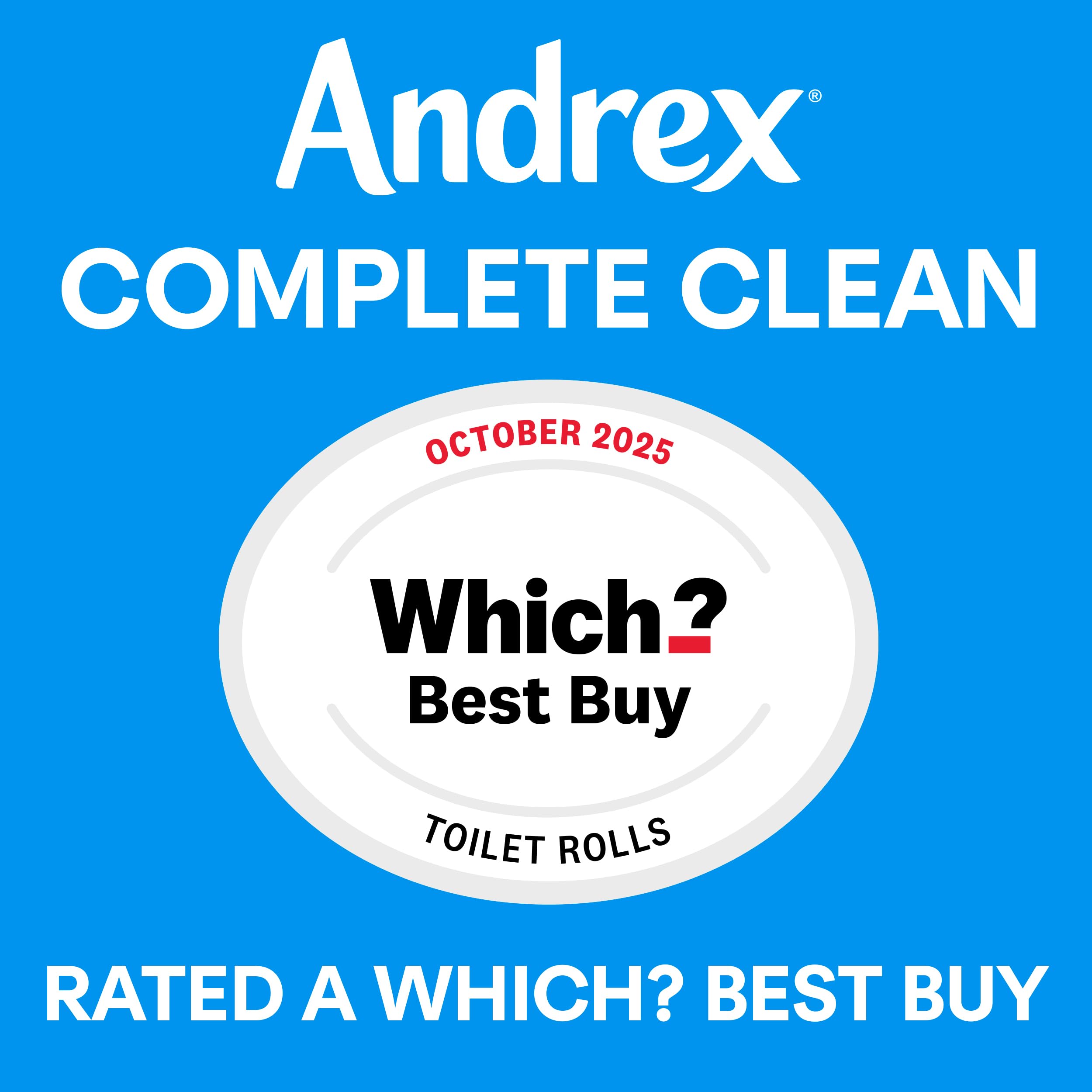Andrex Complete Clean 12 Mega Toilet Rolls= 18 Standard Toilet Rolls, 50% Longer Lasting Paper with unique 3D Wave Texture for a Proven, Effective Clean, FSC Certified - 5