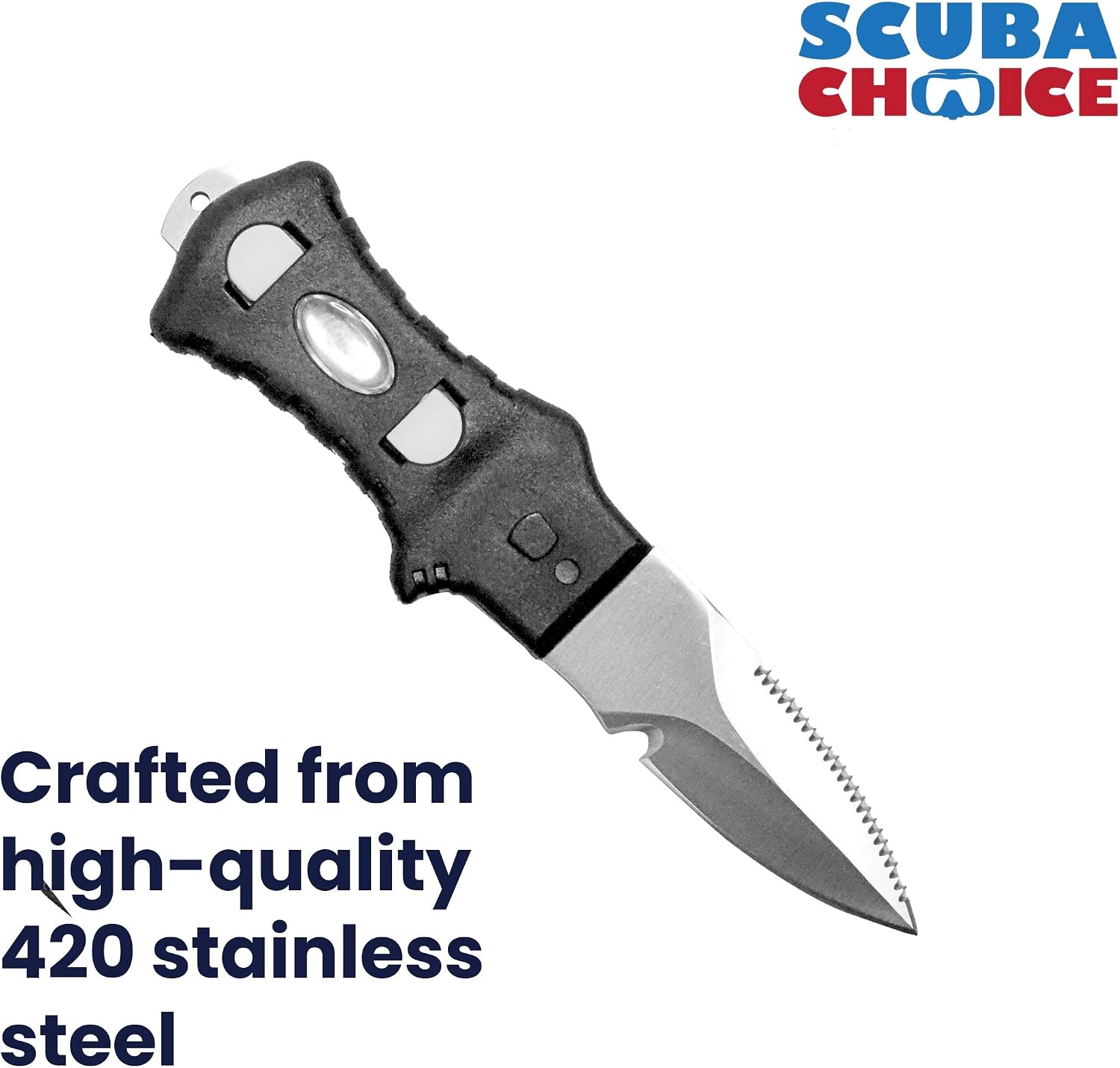 Scuba Choice Compact 7" Stainless Steel Point Tip BCD Knife, 420 Stainless Steel Blade, Ergonomic Moulded Nylon Grip, Compact for Scuba Diving, Outdoor & Survival Use