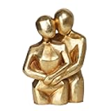 Guichifun Hugging Couple Sculptures Home Décor - Modern Gold Lovers Statues Resin Collectible Figurines Anniversary Wedding for Home Shelf Décor 7.25 x 4.25 x 10.5 Inch